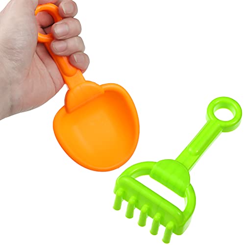8 Pieces Kids Beach Sand Shovels Colorful Plastic Rake Beach Sand Sifter Toy Shovel for Teens Garden Beach Toys, 4 Styles (Fresh Style)