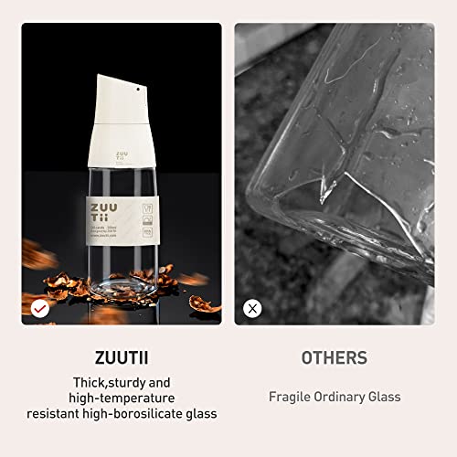 Zuutii Olive Oil Dispenser, Drip Free Spout Oil Dispenser Bottle for Kitchen Glass Oil and Vinegar Dispenser Olive Oil Bottle Cooking Oil Dispenser Soy Sauce Dispenser Oil Container Cream White