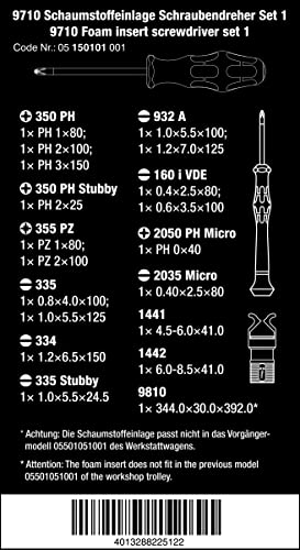 Wera 9710 Foam Insert Screwdriver 19 Piece Set Black/Grey