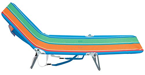 RIO beach Portable Folding Backpack Lay Flat Beach Lounge Chair with Backpack Straps and Storage Pouch, Orange and Green, 72"" x 21.75"" x 35"""
