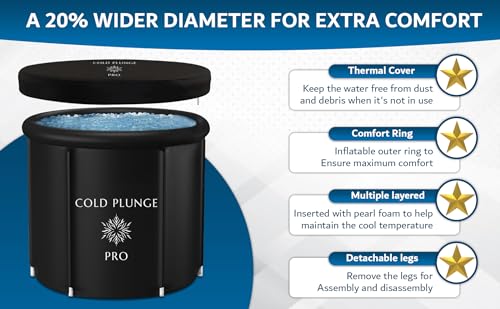 Ice Bath Tub for Athletes Cold Plunge Tub for Recovery (XL Size) Multi Layered Insulated Tub with All-Weather Cover Extra Large Plunge Pool USA Owned By Cold Plunge Pro