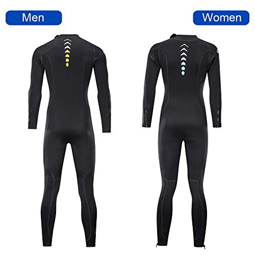 ZCCO 3mm Neoprene Wetsuits, Front Zip Full Body Men and Women Diving Suit, one Piece for Snorkeling, Scuba Diving Swimming, Surfing