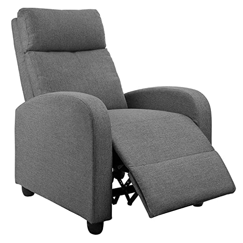 JUMMICO Recliner Chair Adjustable Home Theater Single Fabric Recliner Sofa Furniture with Thick Seat Cushion and Backrest Modern Living Room Recliners (Grey)