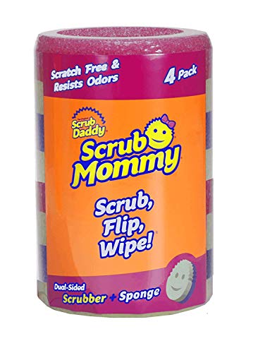 Scrub Daddy - Scrub Mommy - Two-Sided Soft Absorbent and Scratch-Free Scrubber and Sponge - 4 Count