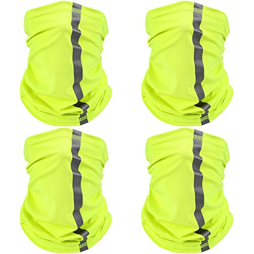 SATINIOR 4 Pieces Reflective Neck Gaiter Visibility Neon Safety Bandana Wind Dust UV Protection Scarf Bandanas