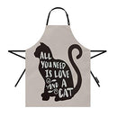 (Apron-a100) - Moslion Cat Apron 80cm x 70cm Cute Animal Kitten All You Need is Love and A Cat Lover Quote Kitchen Chef Waitress Cook Aprons Bib with Adjustable Neck for Women Men Girls