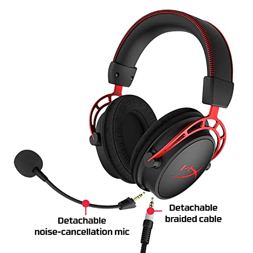 HyperX Cloud Alpha – Gaming Headset, Dual Chamber Drivers, Award Winning Comfort, Durable Aluminum Frame, Detachable Microphone, Works on PC, PS4, Xbox One, Nintendo Switch, and Mobile Devices – Red