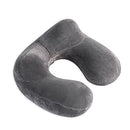 Inflatable Travel Pillow - 100% Soft Velvet Neck Support for Travel, Planes, Trains, Cars and Offices with Compact Carry Bag, Breathable and Washable Cover, Grey