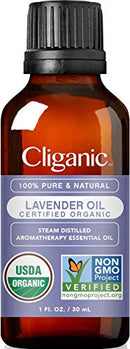 Cliganic USDA Organic Lavender Essential Oil, 1oz - 100% Pure, Undiluted, Natural, Non-GMO, for Aromatherapy Diffuser