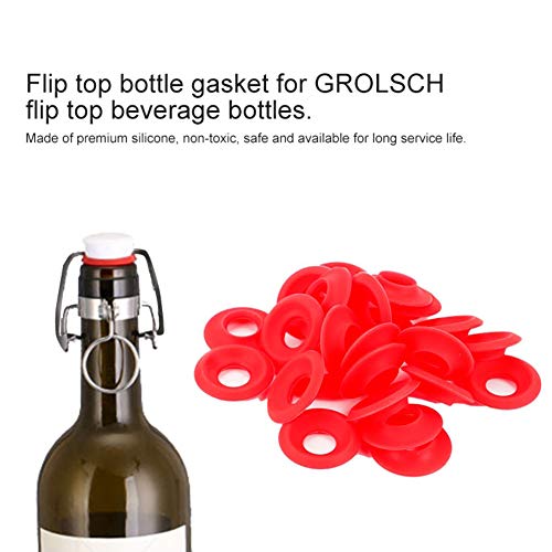 Joyzan Beer Bottle Gasket, Silicone Rubber Gaskets Washer For Swing Flip Bottles Top Washers Leak Proof Seal Red EZ Cap Home Brew Liquor Soda O Ring High Pressure Leakproof Replacements Sealing Use