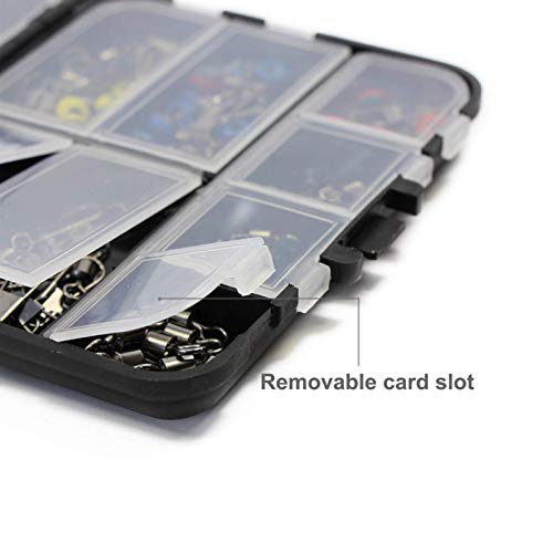 Croch 160pcs/box Fishing Accessories kit with Tackle Box,Including Jig Hooks, Bullet Bass Casting Sinker Weights, Different Fishing Swivels Snaps, Sinker Slides, Fishing Line Beads