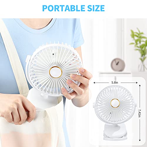 SmartDevil Clip on Fan, 360° Rotation Portable Small Desk Fan, 3 Speed Personal Rechargeable Battery Operated Table Fan with Clip, Mini Clip Fan for Stroller, Camping, Office, Desk(White)