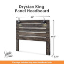 Signature Design by Ashley Drystan Rustic Panel Headboard ONLY with USB Charging Stations, King, Brown