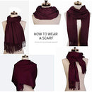 SOJOS Womens Large Soft Cashmere Feel Pashmina Shawls Wraps Winter Scarf SC304 with Burgundy