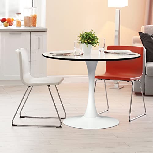 Levede Dining Table Kitchen Swivel Marble Tulip Outdoor Round Metal White 80cm