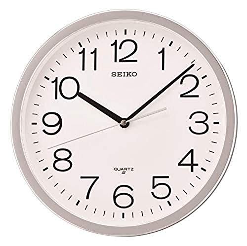 SEIKO QXA014SLH Classic Numbered Wall Clock with Quiet Sweep, Silver