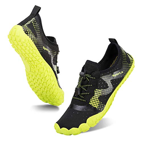 Water Shoes for Men Quick-Dry Aqua Sock Outdoor Athletic Sport Shoes for Kayaking,Boating,Hiking,Surfing,Walking (Black/Green, 43)