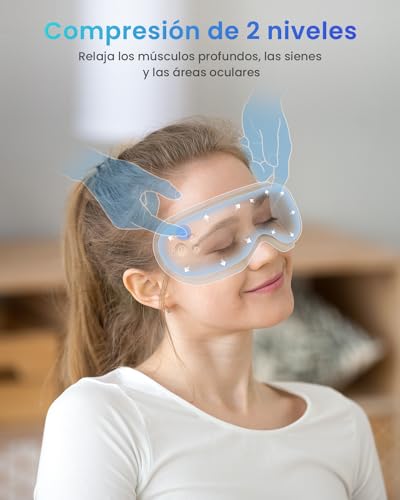 RENPHO Eyeris 1 - Eye Massager with Remote Control & Heat, Compression Bluetooth Music Eye Massage Mask Rechargeable Heated Eye Massager for Relax Eye Strain Dark Circles Eye Bags Dry Eyes Improve Sleep