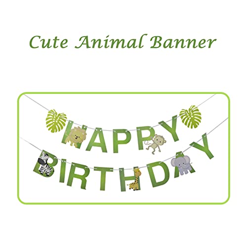 Birthday Decorations,Birthday Balloons for Animal Party Decorations,Balloons Garland Kit Includes Happy Birthday Banner, Animal Balloons, Cake Topper
