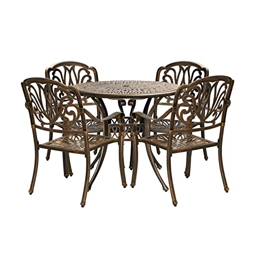 Livsip 5pc Outdoor Setting Alumninum Table and Chairs Garden Patio Outdoor Furniture