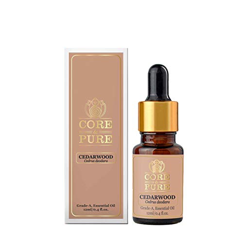 CORE & PURE Cedarwood Grade-A, Essential Oil- Best for Healthy Hair, Youthful Skin |Ayurvedic, Organic, Natural|- 12ml