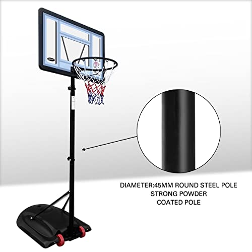 Genki Portable Basketball Hoop Stand System 1.7-2.3m Height Adjustable Net Ring Backboard Rim w/Wheels