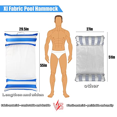 AuoFon 3 Pack Fabric Inflatable Pool Floats,Adults for Size Water Hammock Lounger, Multi-Purpose 4-in-1 (Saddle, Lounge Chair, Hammock, Drifter)