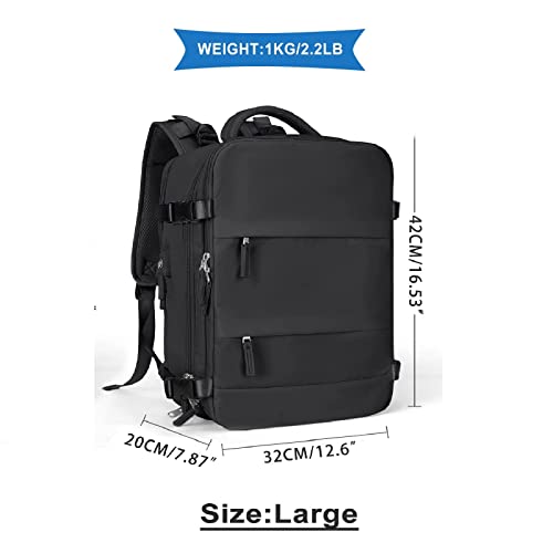 Epzia Large Travel Backpack Women, Carry On Backpack,Hiking Backpack Waterproof Outdoor Sports Rucksack Casual Daypack School Bag Fit 15.6 Inch Laptop with USB Charging Port Shoes Compartment