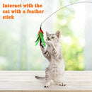 Cat Feather Toys, Fyvadio Cat Toy, Interactive Cat Toy with Super Suction Cup, 2PCS Springy Cat Wand,and 5PCS Teaser Refills Replacement with Bells, Feathers, Cat Spring String Toy Cat Accessories