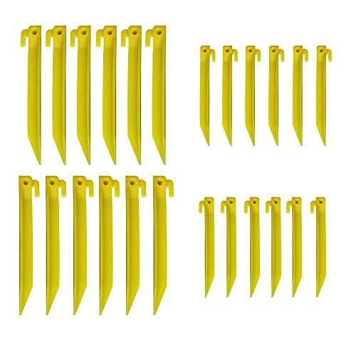 24Pcs Durable Tent Pegs Plastic Spike Hook Awning Camping Caravan Visual Marker,12x 6inch + 12x 9inch