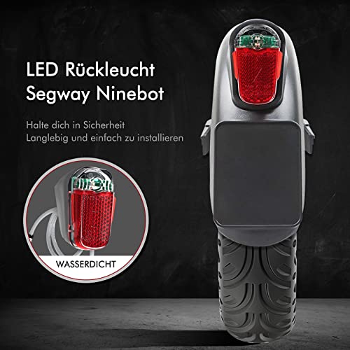 MaxEarn LED Rear Light, IPX4 Waterproof Red/White Flashing Mudguard Rear Lights, Electric Scooter Replacement Accessories for Electric Scooter Segway Ninebot Max G30 G30D G30e G30LP G30LE