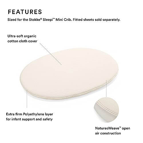 Stokke Sleepi Mini Mattress with Organic Cover by Colgate - Foam Crib Mattress - Compatible Sleepi Mini