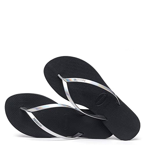 Havaianas Women's Metallic Flip-Flop, New Graphite, 3/4 UK