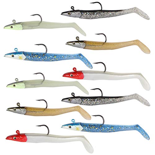 Jig Head Soft Plastic Fishing Lures with Hook Sinking Swimbaits for