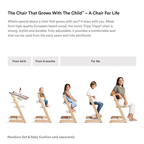 Tripp Trapp High Chair and Cushion with Stokke Tray - Natural with Nordic Grey - Adjustable, Convertible, All-in-One High Chair for Babies & Toddlers