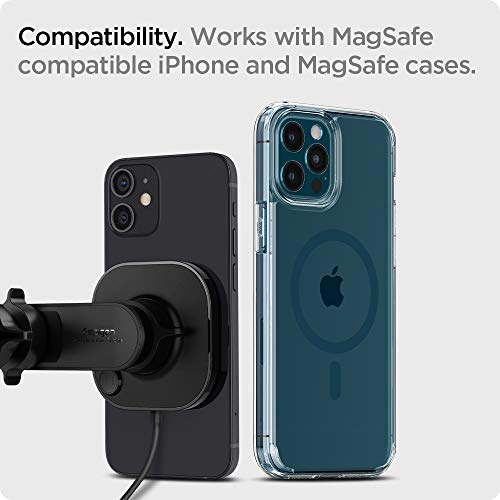 SPIGEN OneTap Pro (MagFit) Designed for Magsafe Magnetic Fast Wireless Car Charger with Smart Air Vent Wing Compatible with iPhone 15/14/13/12 Series - Black