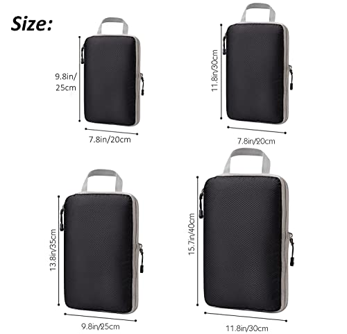 Compression Packing Cubes for Carry On Suitcases, 4pcs a Set Compression Packing Cubes for Travel compression bags for Packing Organisers Expandable Storage Travel Accessories Luggage Suitcases