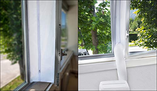 Window Seal for AC Unit/Portable Air Conditioner – Sealing AC with Zip and Adhesive Fastener – Best Way to Seal Casement Window With Maximum Length of 158 inches