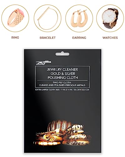 ZEFFFKA Gold and Silver Polishing Cleaning Cloth for Jewelry Coins Watches and Other Fine Valuables Cleaner for Precious Metals Tarnish Remover Extra Large Size Soft Microfiber