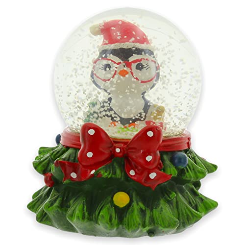 Snow Globe with Christmas Motif, Dimensions 9 x 9 x 9.5 cm, Ball Diameter 6 cm, Christmas Gift (Penguin)