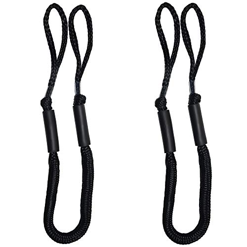 2pcs Bungee Boat Dock Lines 4Feet Black Dockline Mooring Rope Boat PWC Shock Cords for Boats