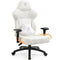Dowinx Cross Legged Gaming Chair with Gravity Locking Wheels, High Back PU Leather Computer Chair for Heavy People, Big and Tall Game Chair with Lumbar Support(White)