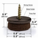 Screw-On Felt Furniture Pads X-Protector 24 PCS - 0.8” Chair Leg Floor Protectors for Hardwood Floors - Premium Chair Glides - Brown Floor Protectors for Chairs - The Best Furniture Sliders!