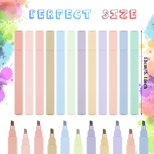 12 Pieces Aesthetic Highlighters Bible Highlighters and Pens No Bleed with Chisel Tip Pastel Markers Multicolor Aesthetic Pens Kawaii Stationary for Office School Supplies (Fresh Style)