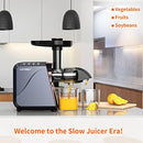 Juicer, Slow Juicer Cold Press, 250W Masticating Juicer Machine for Vegetables and Fruits, Easy Clean, Dishwasher Safe, Quiet Motor, BPA-Free Juice Extractor for Celery Carrots Beets Greens Tomato