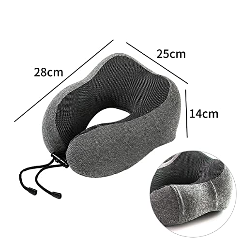 Travel Neck Pillow Memory Foam Pillow, Travel Pillow Kit Deal for Airplane,Comfortable & Breathable Cover,Travel Essentials Kit with 3D Eye Masks, Earplugs and Storage Bag