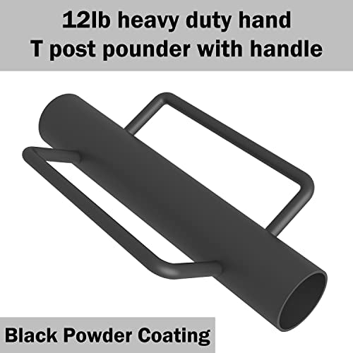 12LB Fence Post Driver/Rammer, Heavy Duty Hand Metal Post Pounder with Handle for Installing, T Fence Post Driver, Post Hole Drivers