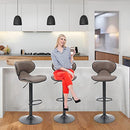 HERA'S PALACE PU Leather Adjustable Swivel Bar Stools Set of 2, Counter Height Swivel Stool with Footrest and Back, Comfortable & Stable, Modern Bar Chairs for Bar, Cafe, Kitchen