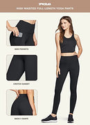 TSLA Women's High Waist Yoga Pants with Pockets, Tummy Control Yoga Leggings, Non See-Through Workout Running Tights FAP50-KBK_Large