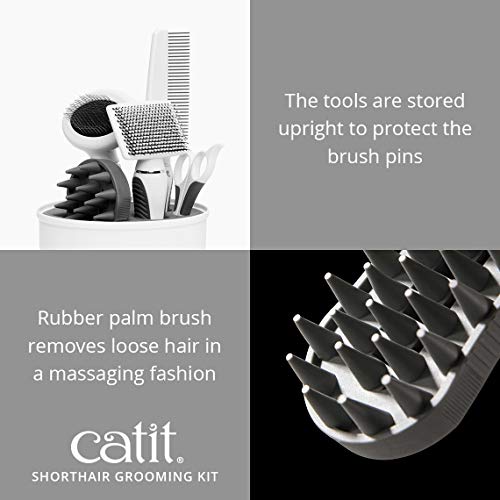 Catit Senses 2.0 Short Hair Cat Grooming Kit, White, 5 Piece Set